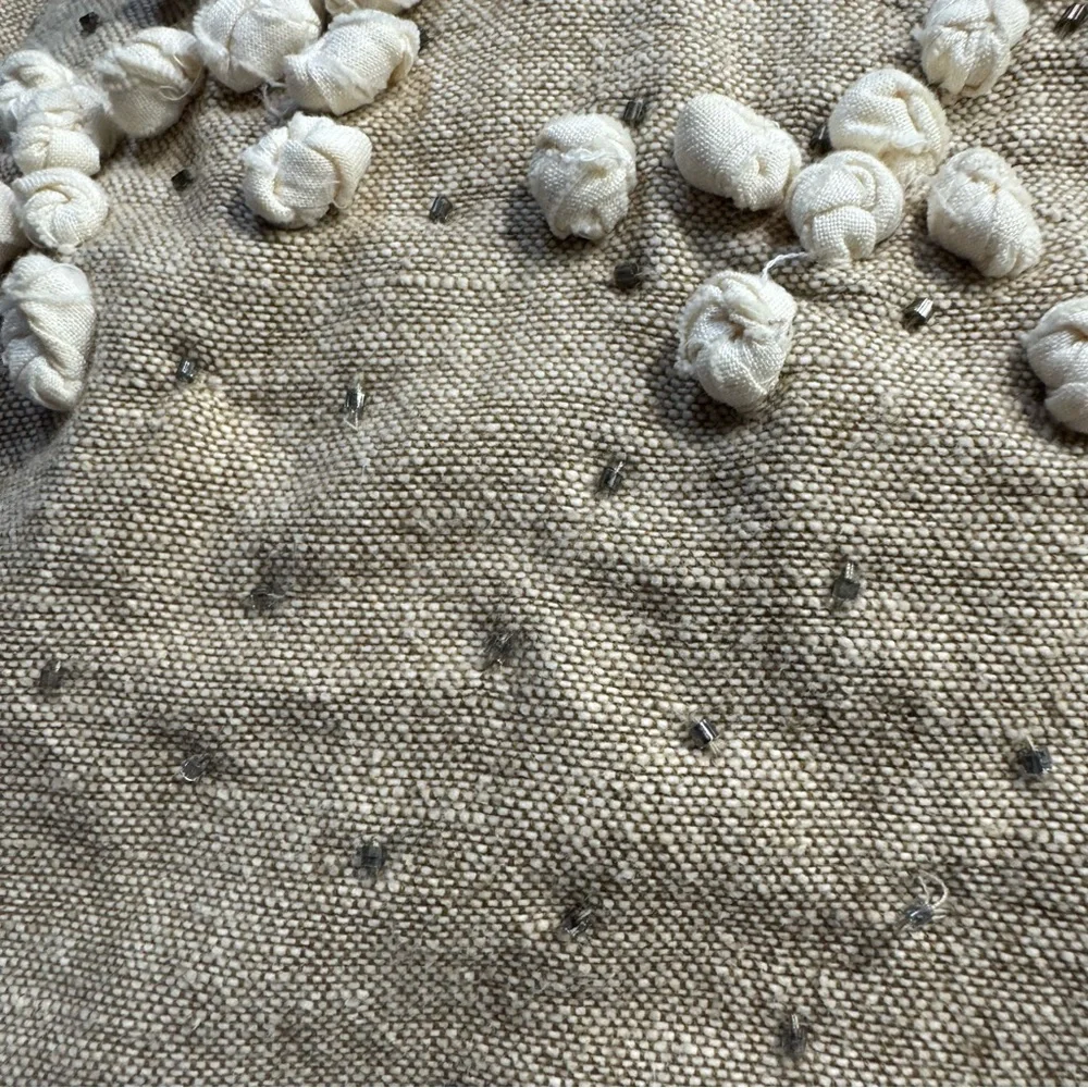 Pottery Barn Tufted Snowflake Pillow Cover 18x18 Farmhouse Neutral Textured